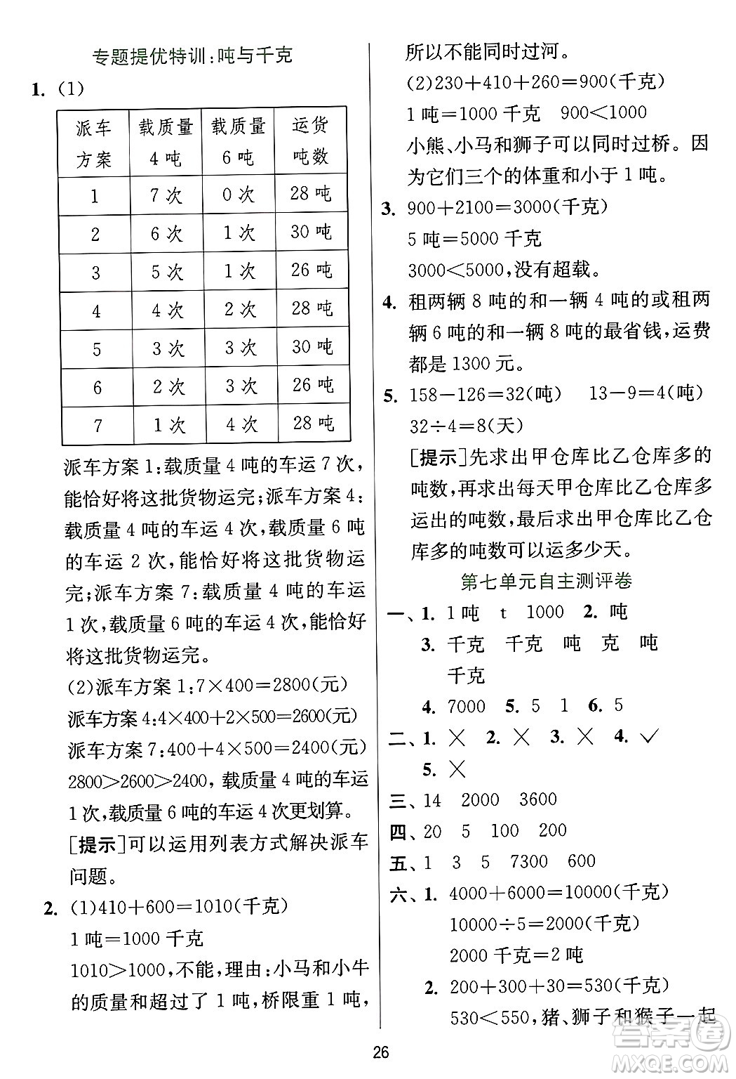 江蘇人民出版社2024年秋春雨教育實驗班提優(yōu)訓練三年級數(shù)學上冊冀教版河北專版答案