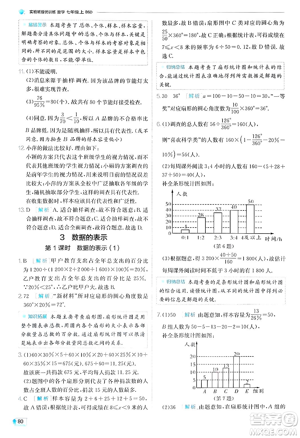 江蘇人民出版社2024年秋春雨教育實驗班提優(yōu)訓(xùn)練七年級數(shù)學(xué)上冊北師大版答案