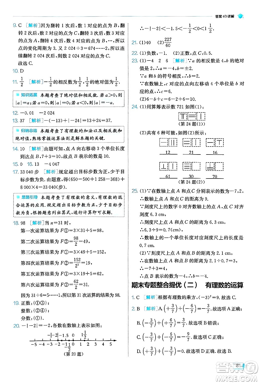 江蘇人民出版社2024年秋春雨教育實(shí)驗(yàn)班提優(yōu)訓(xùn)練七年級(jí)數(shù)學(xué)上冊浙教版答案