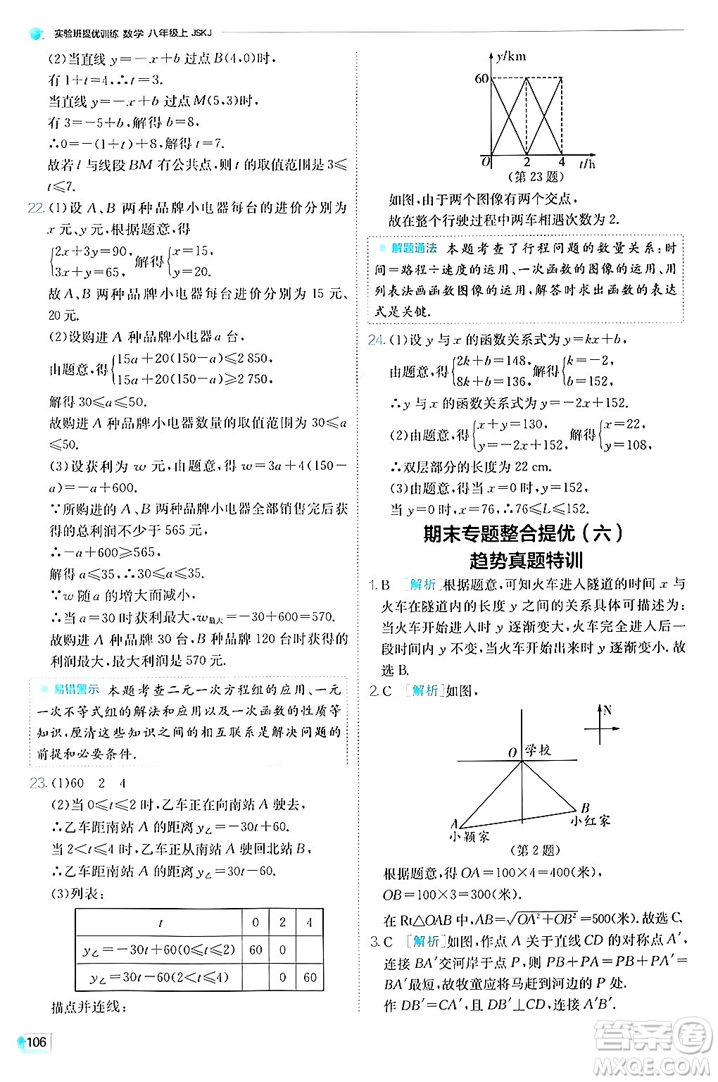 江蘇人民出版社2024年秋春雨教育實驗班提優(yōu)訓練八年級數(shù)學上冊蘇科版答案