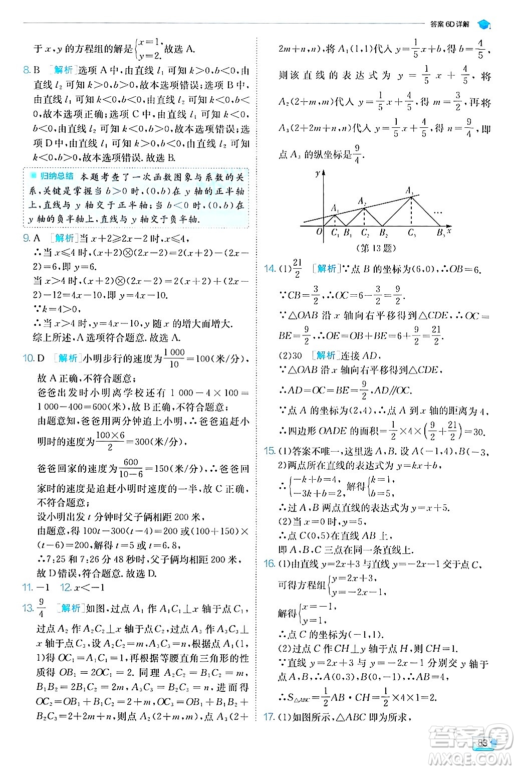 江蘇人民出版社2024年秋春雨教育實(shí)驗(yàn)班提優(yōu)訓(xùn)練八年級(jí)數(shù)學(xué)上冊滬科版答案