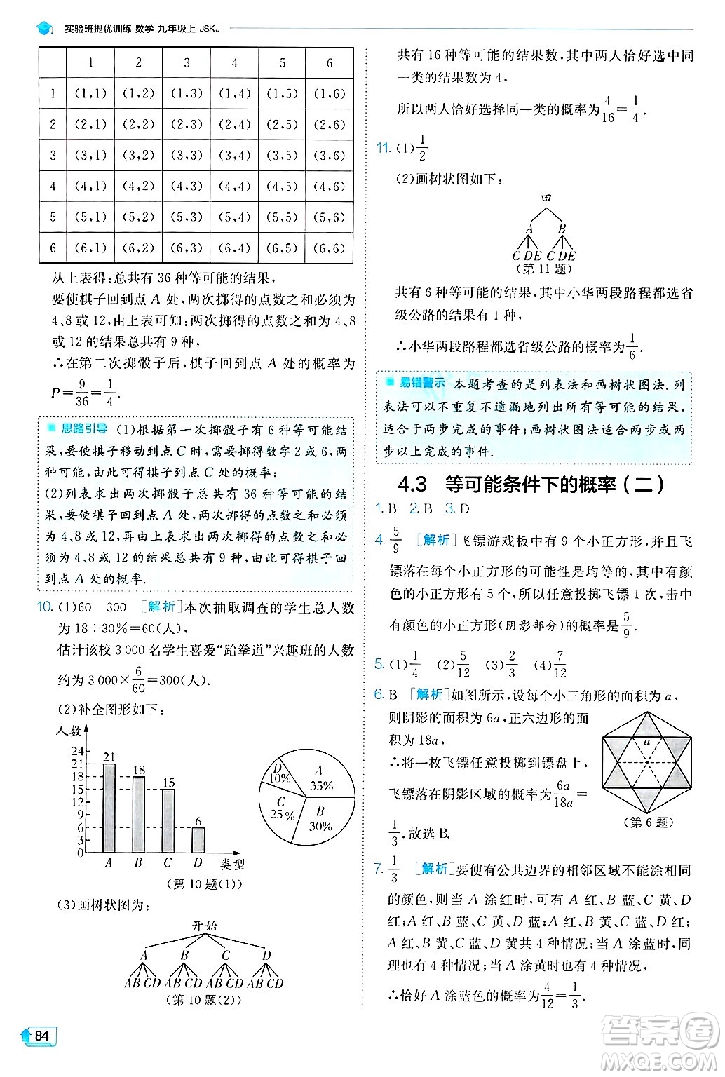 江蘇人民出版社2024年秋春雨教育實(shí)驗(yàn)班提優(yōu)訓(xùn)練九年級(jí)數(shù)學(xué)上冊(cè)蘇科版答案