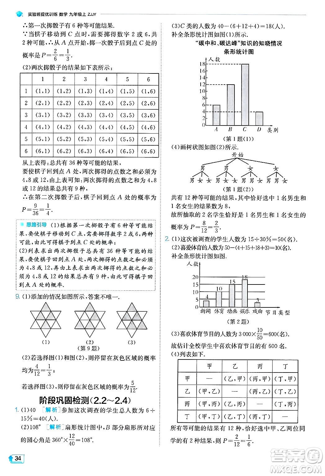 江蘇人民出版社2024年秋春雨教育實(shí)驗(yàn)班提優(yōu)訓(xùn)練九年級數(shù)學(xué)上冊浙教版答案