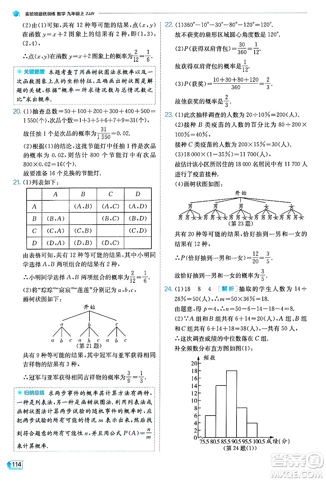 江蘇人民出版社2024年秋春雨教育實(shí)驗(yàn)班提優(yōu)訓(xùn)練九年級數(shù)學(xué)上冊浙教版答案