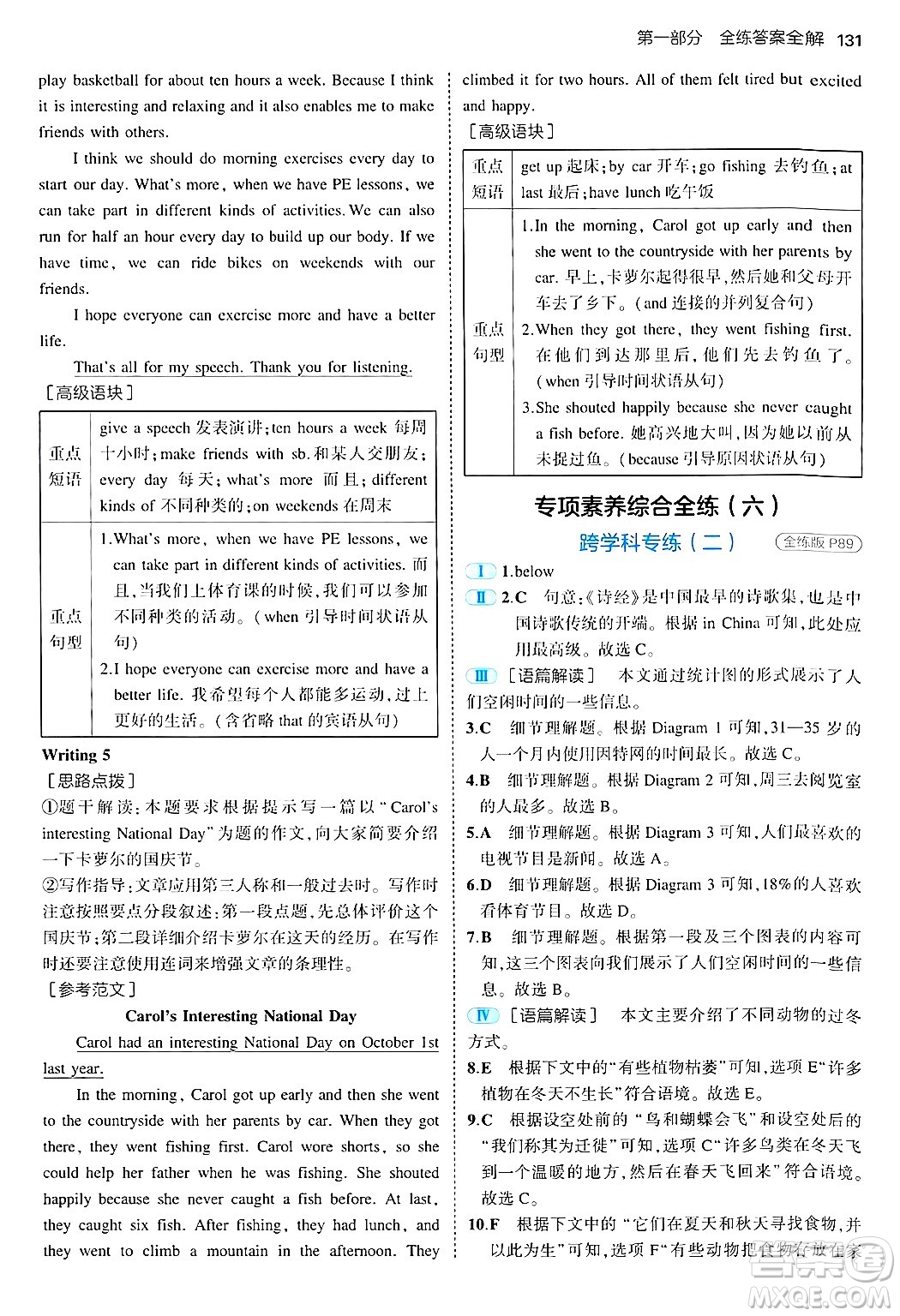 四川大學(xué)出版社2024年秋初中同步5年中考3年模擬七年級(jí)英語(yǔ)上冊(cè)魯教版山東專版答案