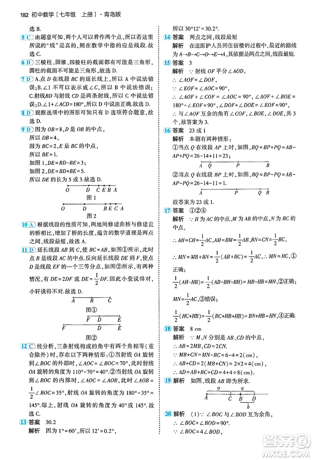 四川大學出版社2024年秋初中同步5年中考3年模擬七年級數(shù)學上冊青島版答案