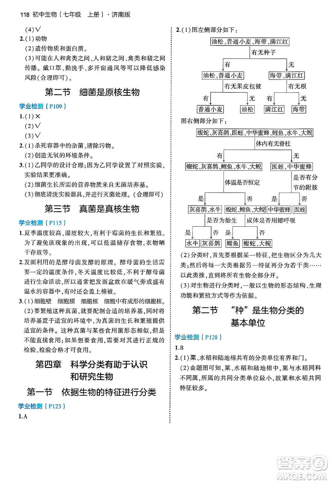 四川大學(xué)出版社2024年秋初中同步5年中考3年模擬七年級(jí)生物上冊濟(jì)南版答案