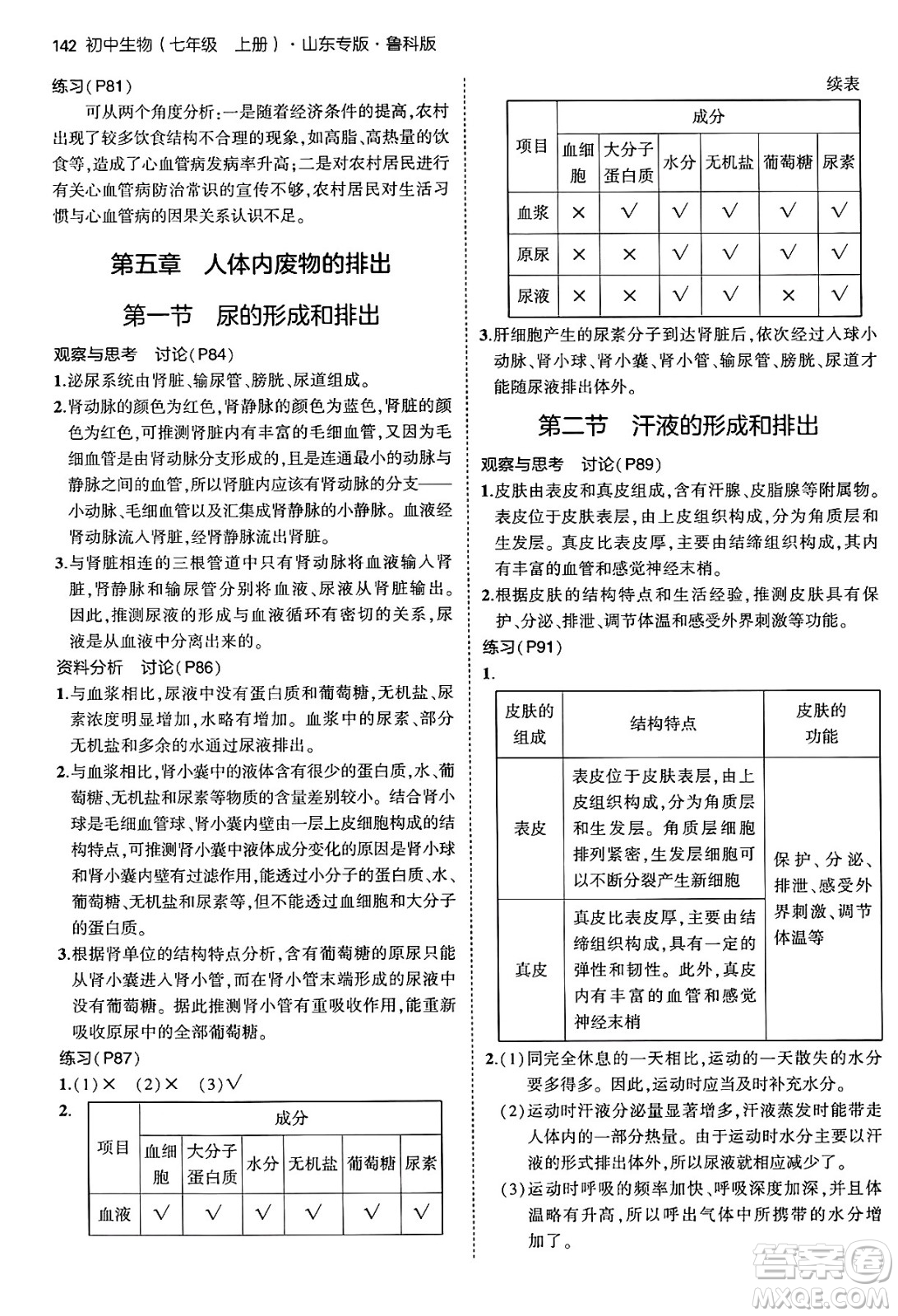 首都師范大學(xué)出版社2024年秋初中同步5年中考3年模擬七年級生物上冊魯科版山東專版答案