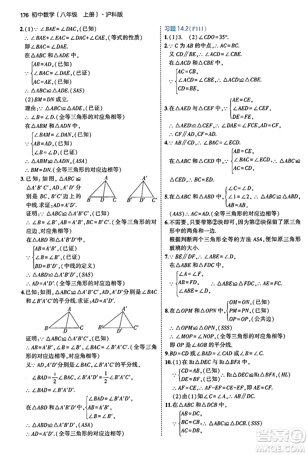 首都師范大學(xué)出版社2024年秋初中同步5年中考3年模擬八年級(jí)數(shù)學(xué)上冊(cè)滬科版答案