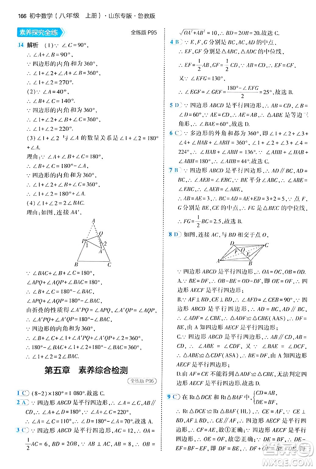 四川大學(xué)出版社2024年秋初中同步5年中考3年模擬八年級(jí)數(shù)學(xué)上冊(cè)魯教版山東專版答案