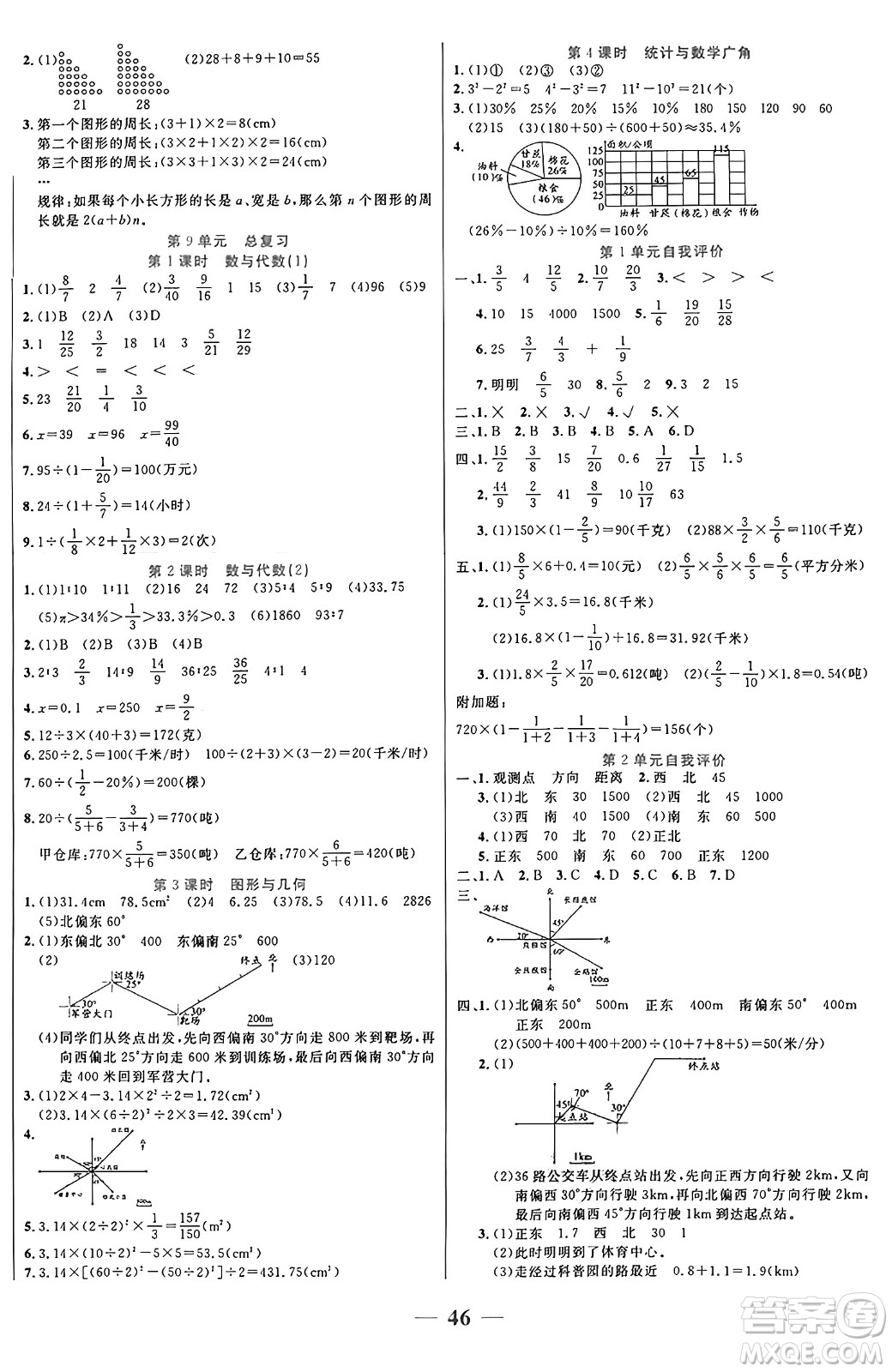 陽(yáng)光出版社2024年秋揚(yáng)帆文化激活思維智能訓(xùn)練六年級(jí)數(shù)學(xué)上冊(cè)人教版答案