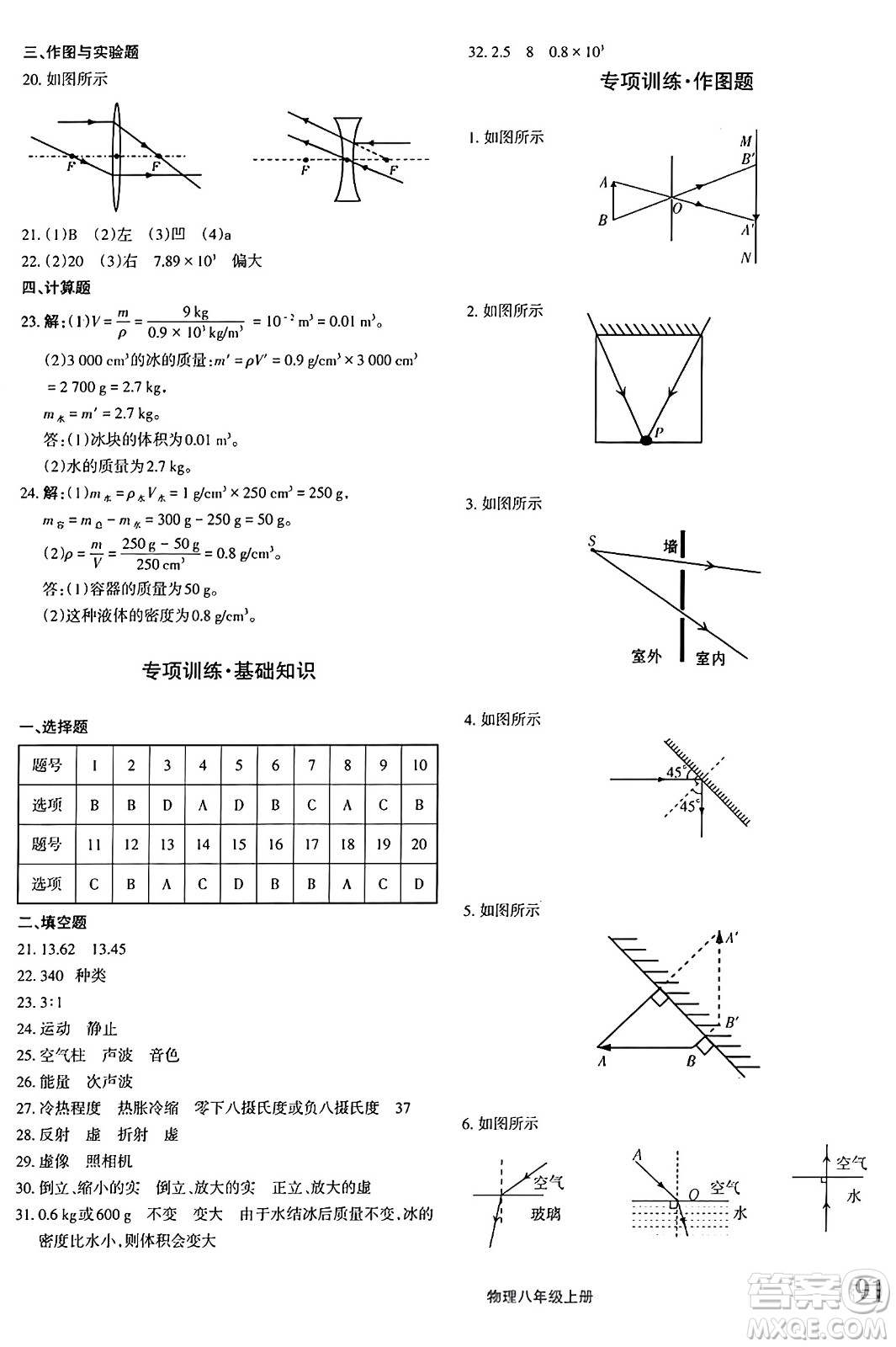 新疆青少年出版社2024年秋優(yōu)學(xué)1+1評(píng)價(jià)與測(cè)試八年級(jí)物理上冊(cè)通用版答案