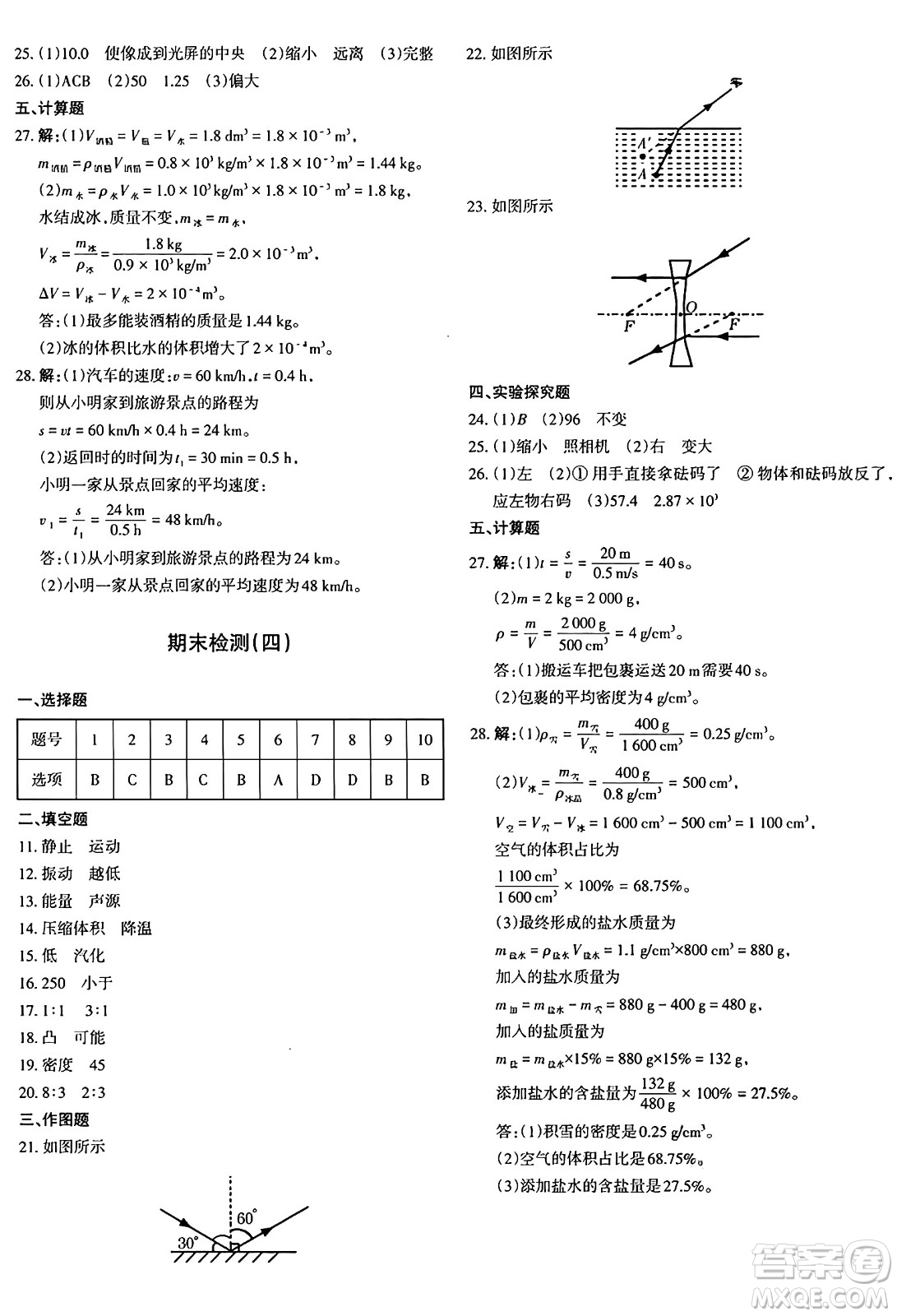 新疆青少年出版社2024年秋優(yōu)學(xué)1+1評(píng)價(jià)與測(cè)試八年級(jí)物理上冊(cè)通用版答案