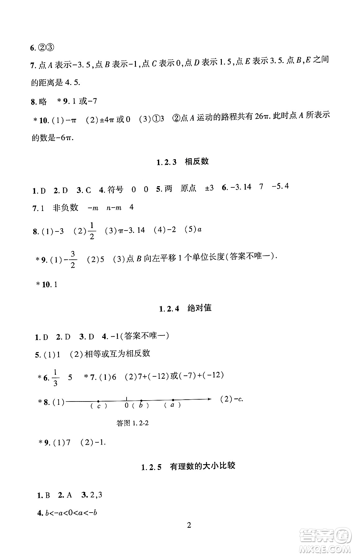 北京師范大學(xué)出版社2024年秋京師普教伴你學(xué)同步學(xué)習(xí)手冊(cè)七年級(jí)數(shù)學(xué)上冊(cè)人教版答案