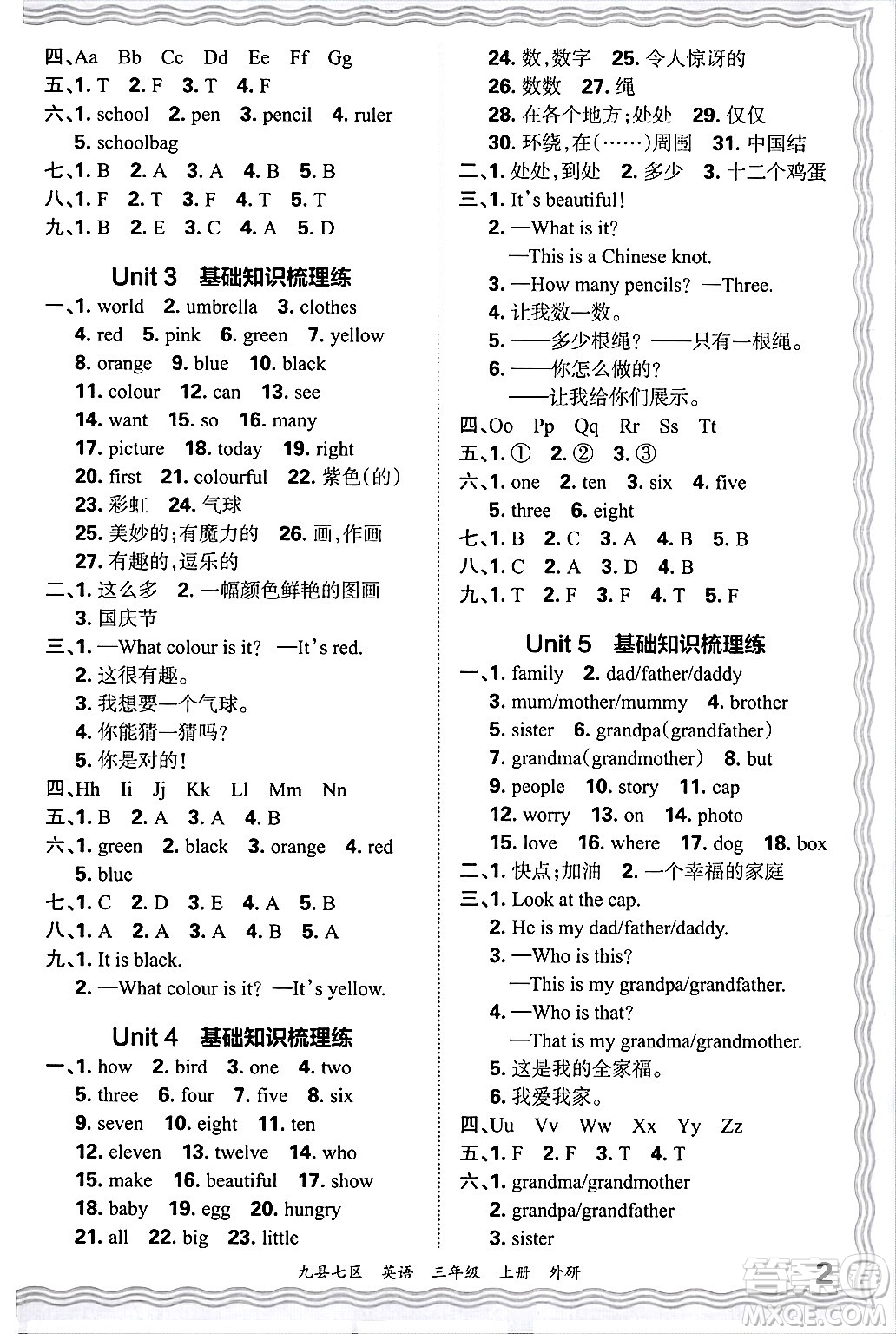 江西人民出版社2024年秋王朝霞各地期末試卷精選三年級(jí)英語(yǔ)上冊(cè)外研版洛陽(yáng)專(zhuān)版答案