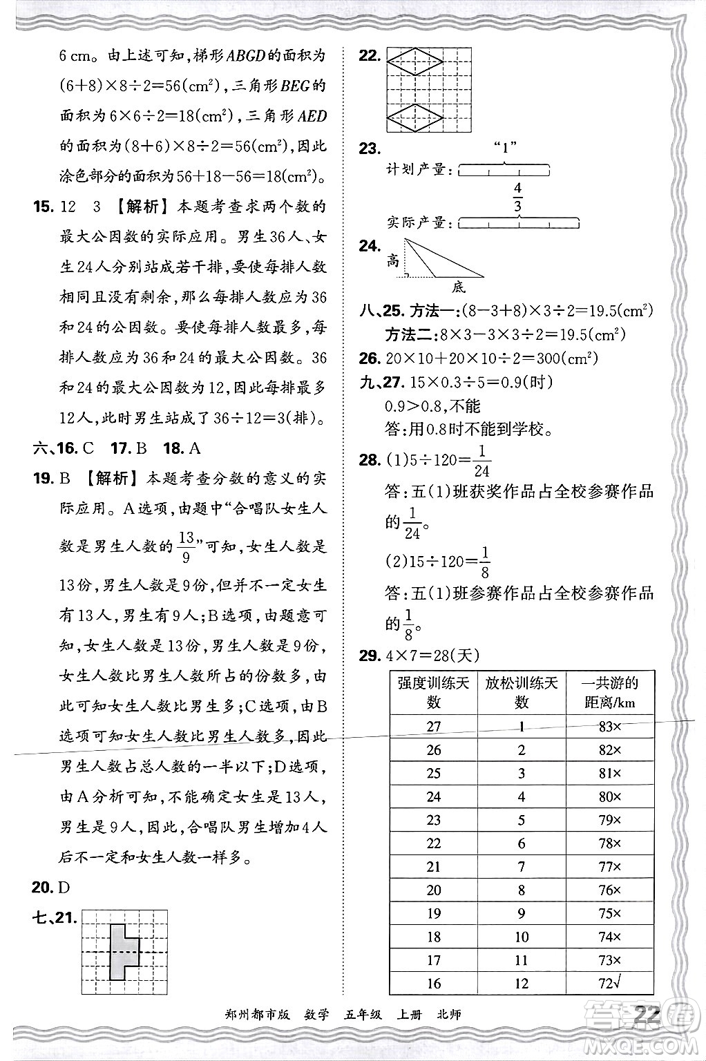 江西人民出版社2024年秋王朝霞期末真題精編五年級數(shù)學(xué)上冊北師大版鄭州都市版答案