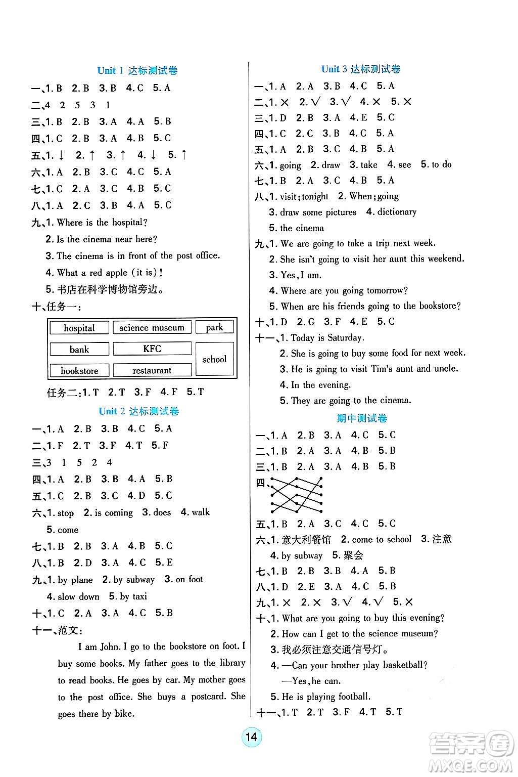 天津科學技術出版社2024年秋云頂課堂六年級英語上冊人教PEP版答案