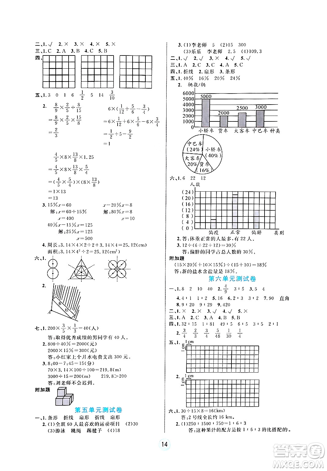 天津科學技術(shù)出版社2024年秋云頂課堂六年級數(shù)學上冊北師大版答案