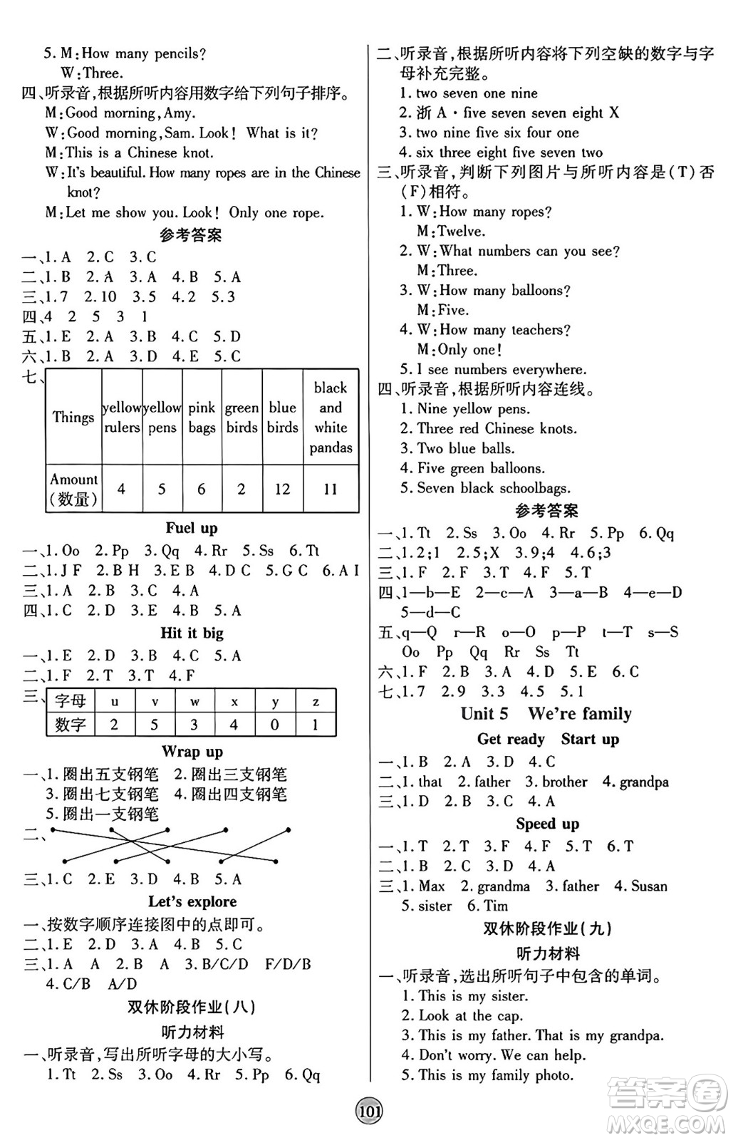 天津科學(xué)技術(shù)出版社2024年秋云頂課堂三年級(jí)英語上冊外研版答案