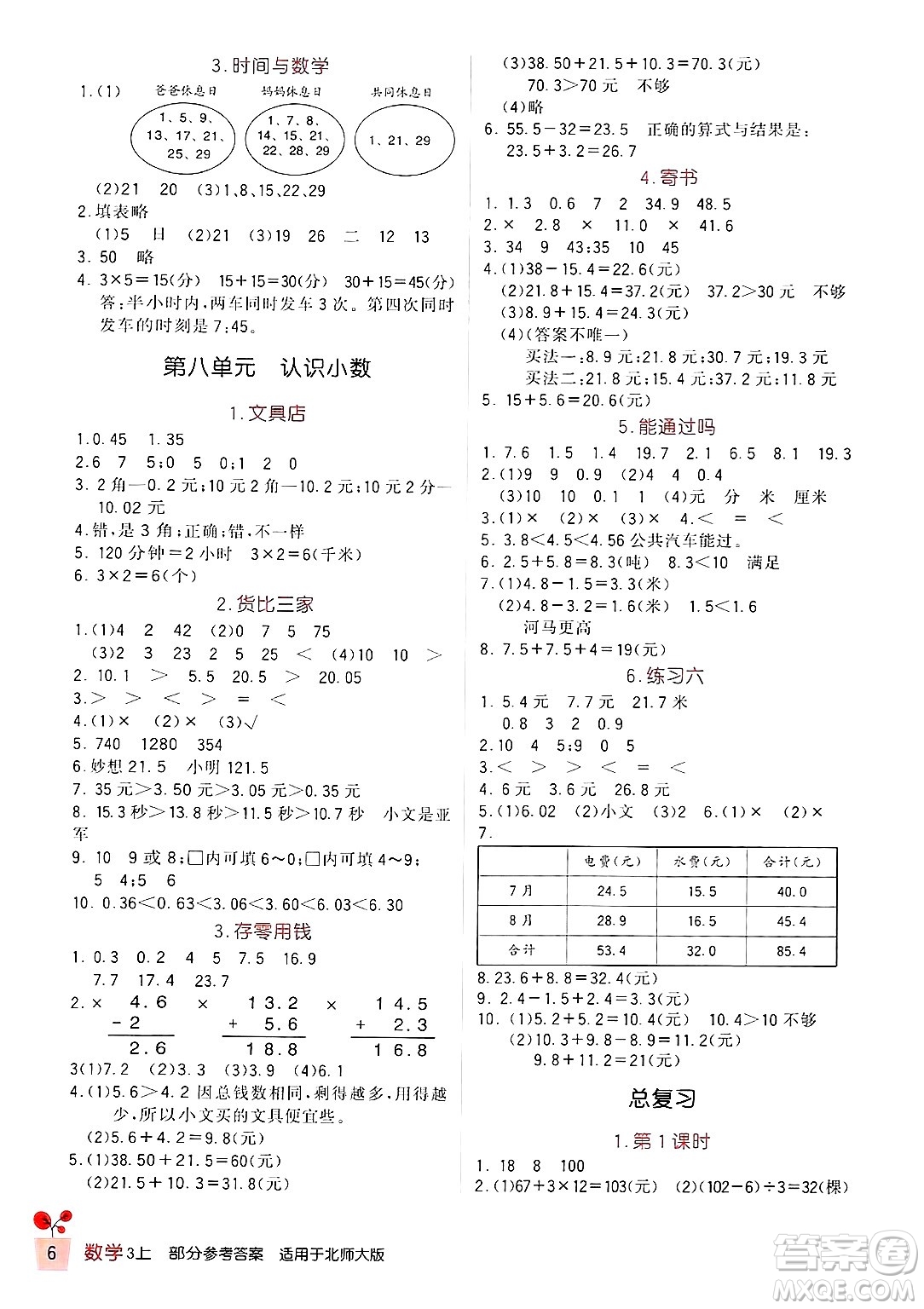 四川教育出版社2024年秋新課標(biāo)小學(xué)生學(xué)習(xí)實踐園地三年級數(shù)學(xué)上冊北師大版答案