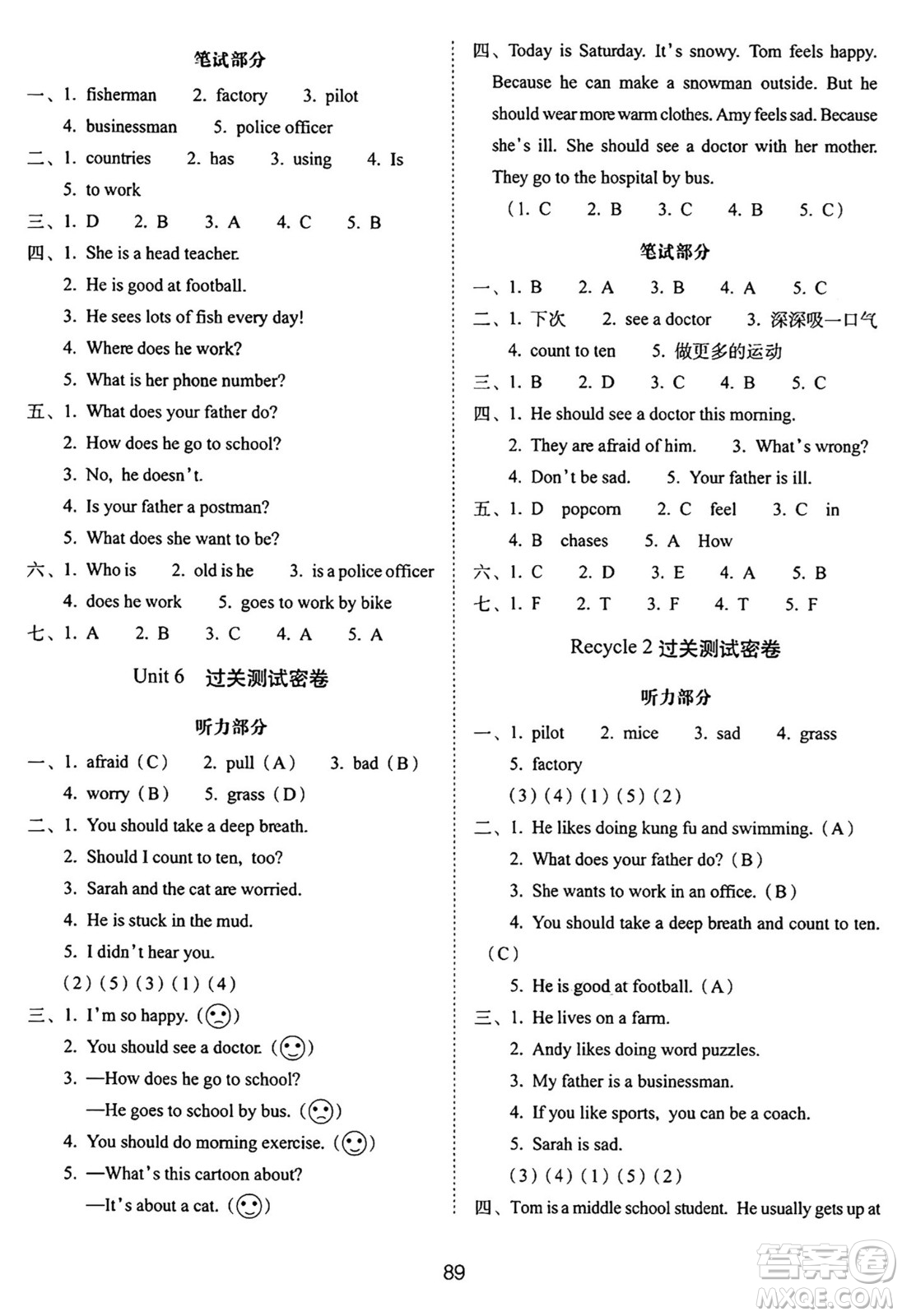 長春出版社2024年秋68所期末沖刺100分完全試卷六年級英語上冊人教PEP版三起點答案