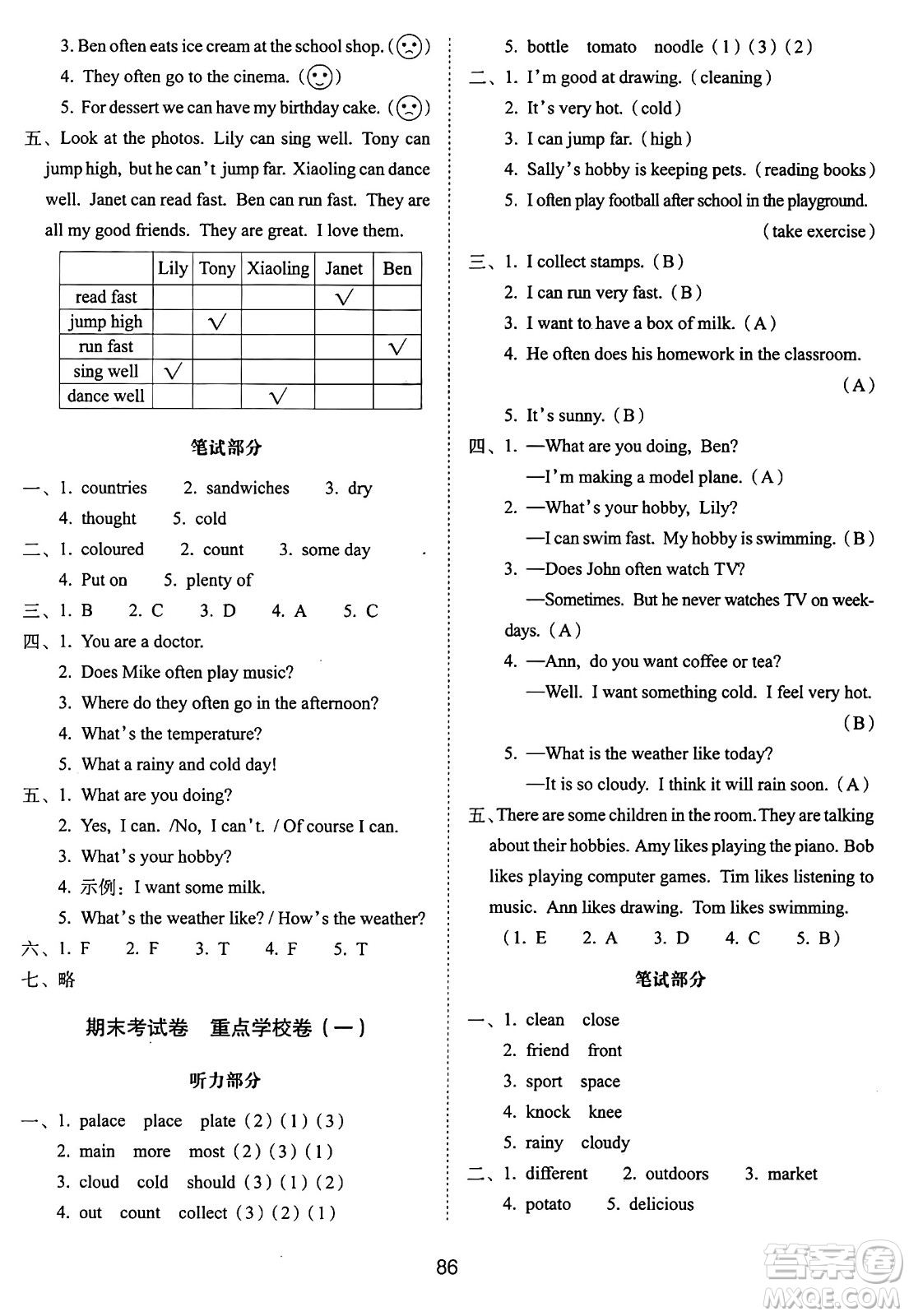 長春出版社2024年秋68所期末沖刺100分完全試卷五年級英語上冊廣州版答案