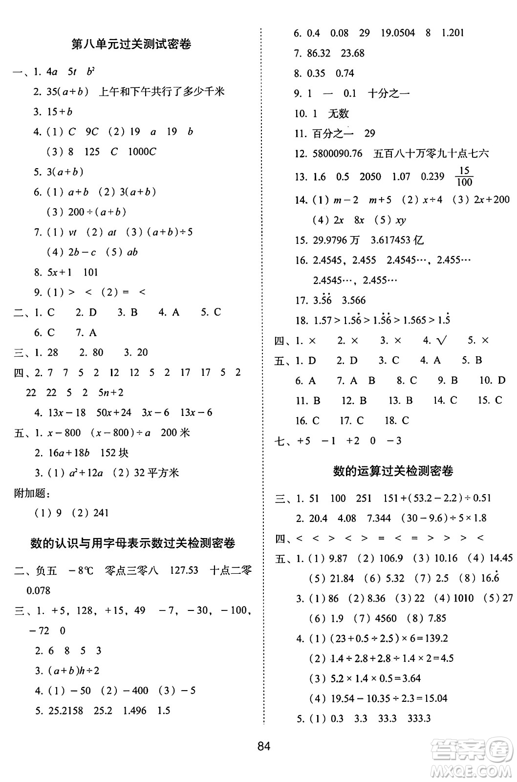 長春出版社2024年秋68所期末沖刺100分完全試卷五年級數(shù)學(xué)上冊蘇教版答案