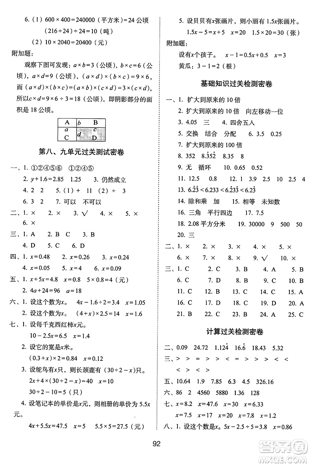 長春出版社2024年秋68所期末沖刺100分完全試卷五年級(jí)數(shù)學(xué)上冊冀教版答案