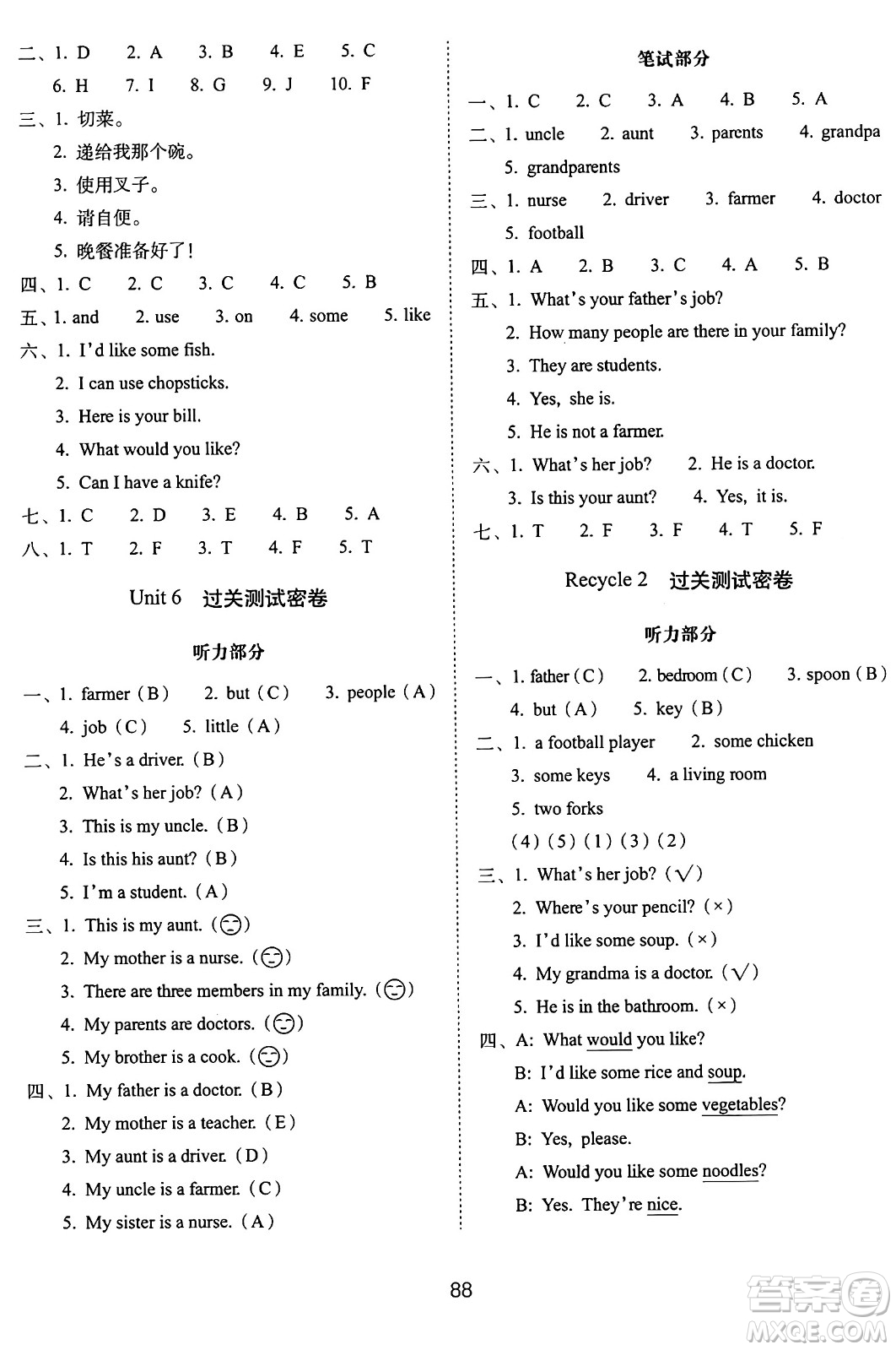 長(zhǎng)春出版社2024年秋68所期末沖刺100分完全試卷四年級(jí)英語(yǔ)上冊(cè)人教PEP版三起點(diǎn)答案