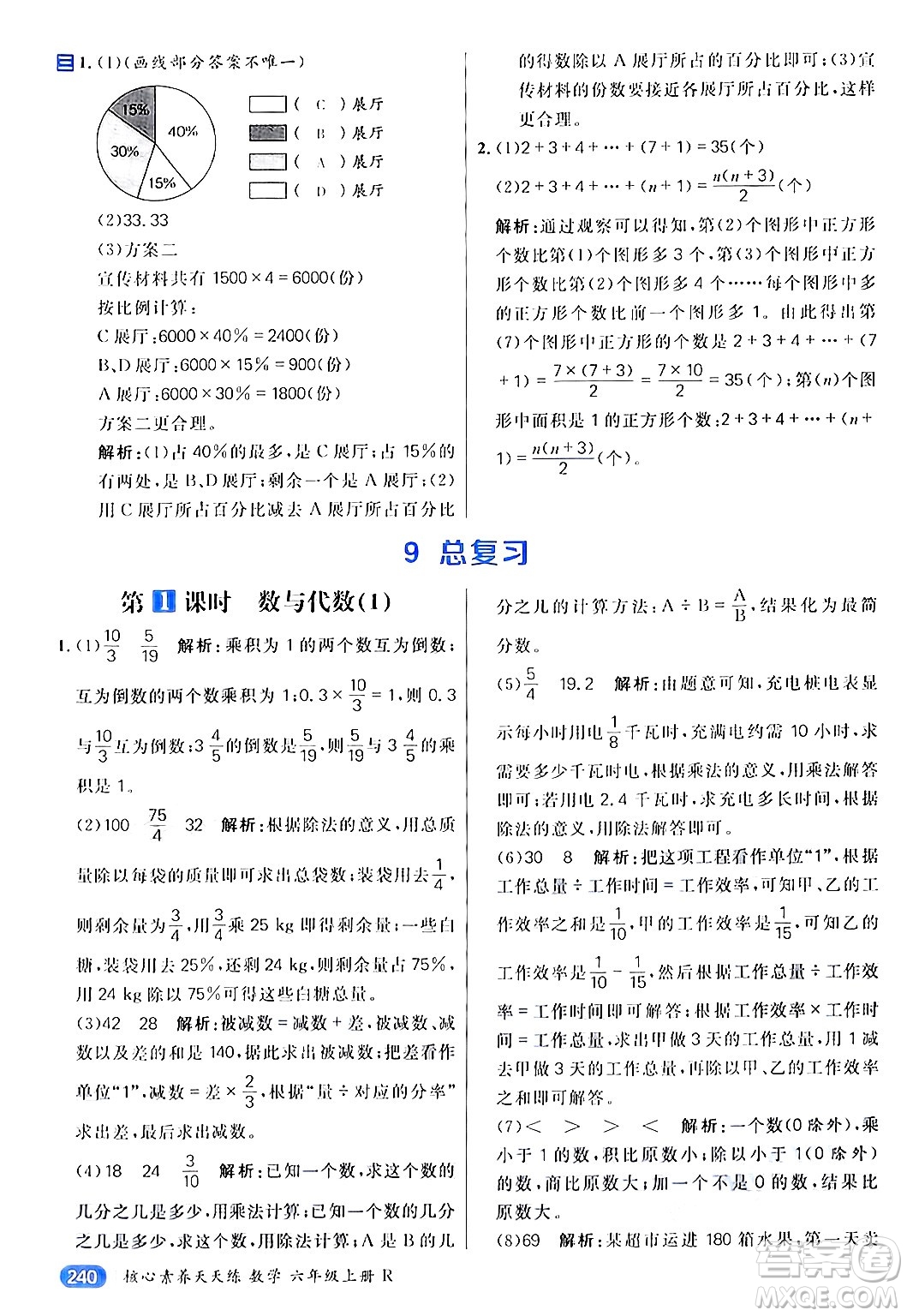 南方出版社2024秋學(xué)緣教育核心素養(yǎng)天天練六年級數(shù)學(xué)上冊人教版答案