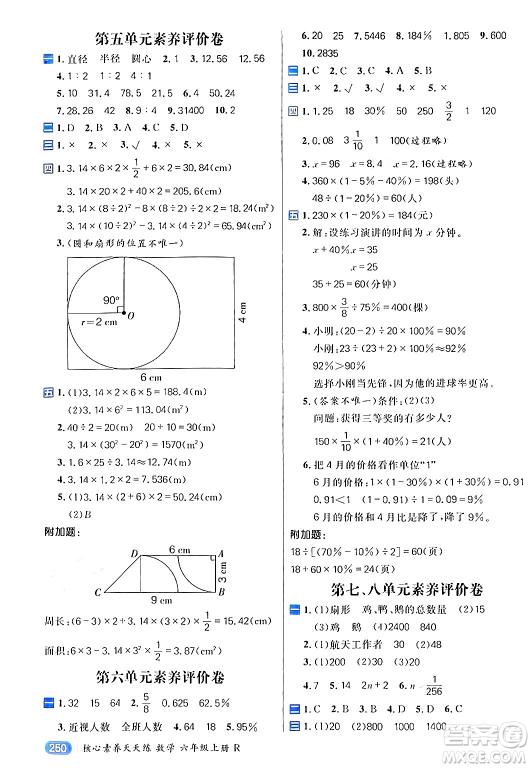 南方出版社2024秋學(xué)緣教育核心素養(yǎng)天天練六年級數(shù)學(xué)上冊人教版答案