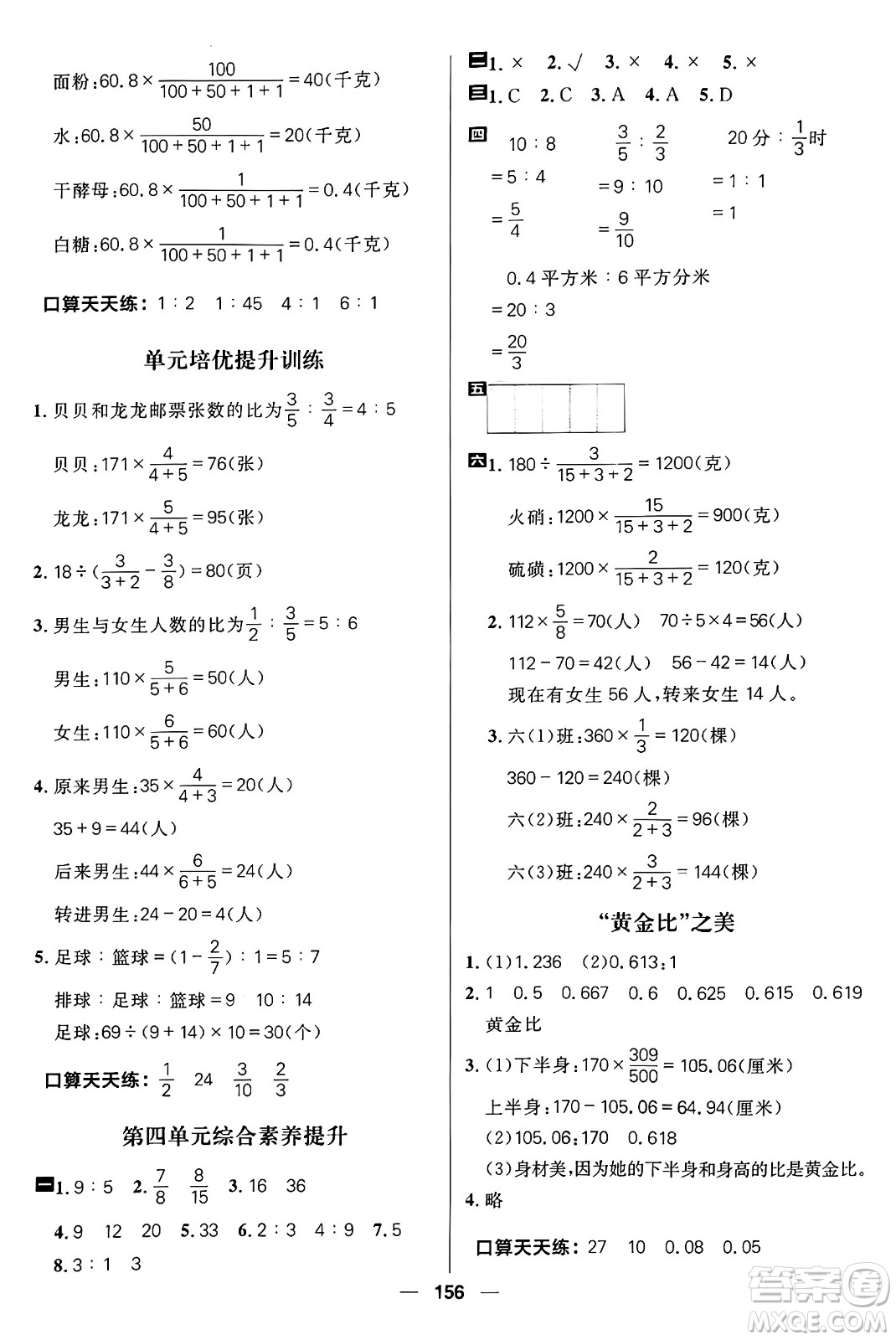 南方出版社2024秋學(xué)緣教育核心素養(yǎng)天天練六年級(jí)數(shù)學(xué)上冊(cè)青島版答案