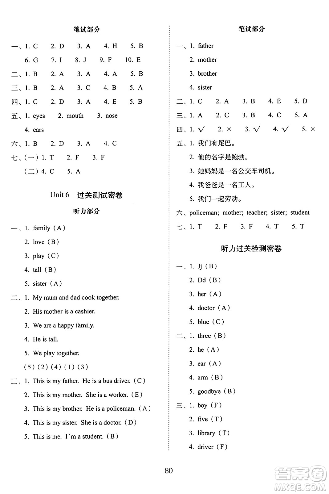 長(zhǎng)春出版社2024年秋68所期末沖刺100分完全試卷三年級(jí)英語上冊(cè)冀教版答案