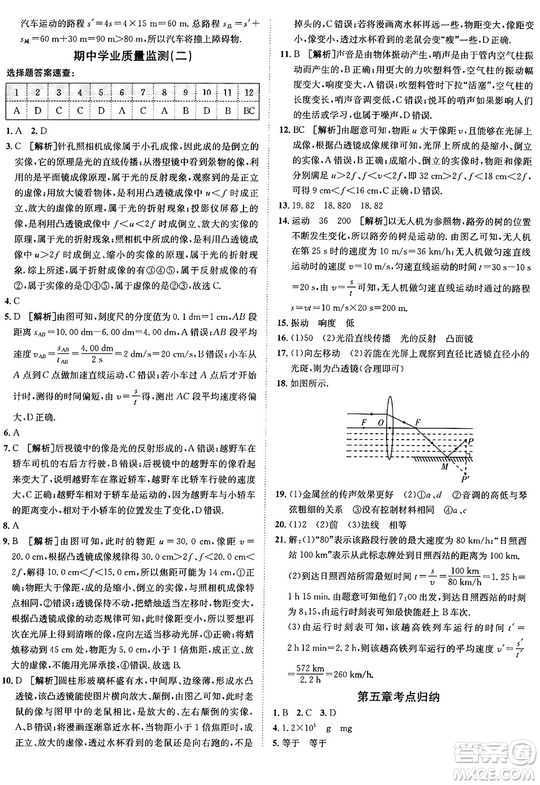 新疆青少年出版社2024年秋神龍教育期末考向標(biāo)全程跟蹤突破測(cè)試卷八年級(jí)物理上冊(cè)滬科版答案