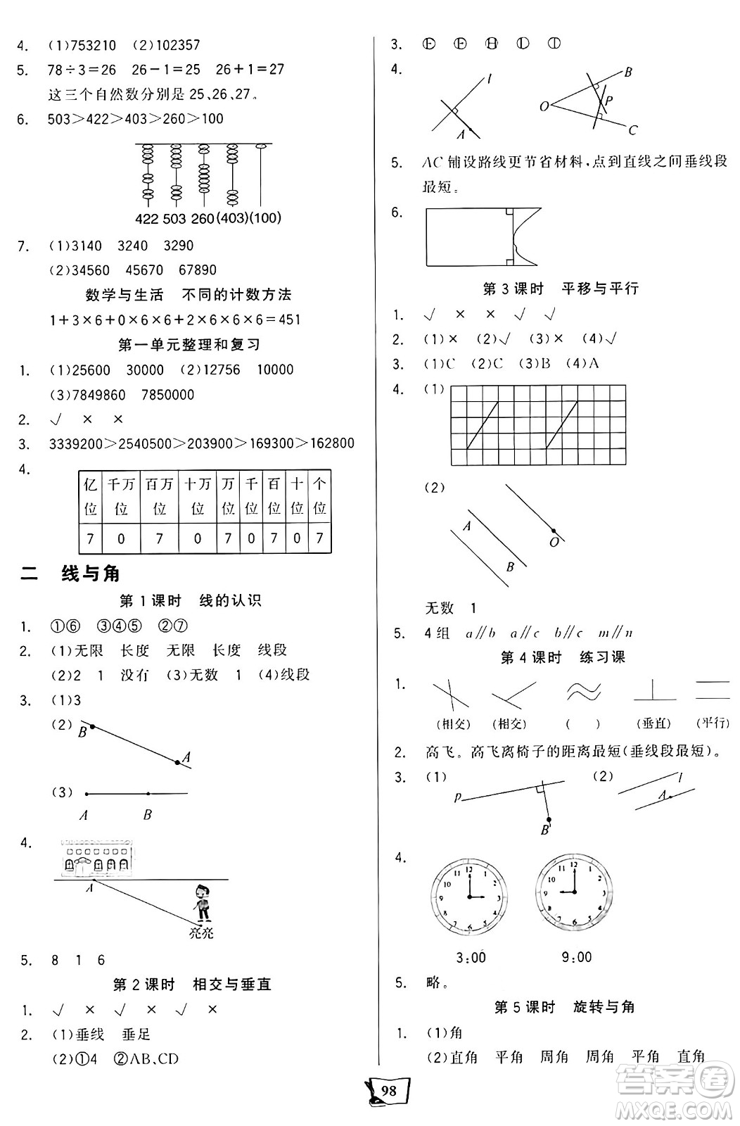 未來出版社2024年秋世紀(jì)金榜金榜小博士課時(shí)提優(yōu)作業(yè)四年級(jí)數(shù)學(xué)上冊(cè)北師大版答案