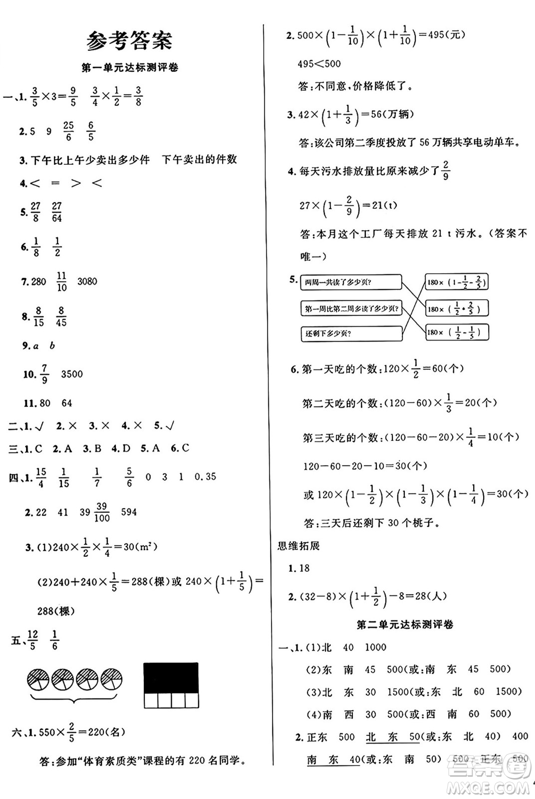 江蘇鳳凰美術(shù)出版社2024年秋廣文圖書黃岡小博士沖刺100分六年級數(shù)學(xué)上冊人教版答案