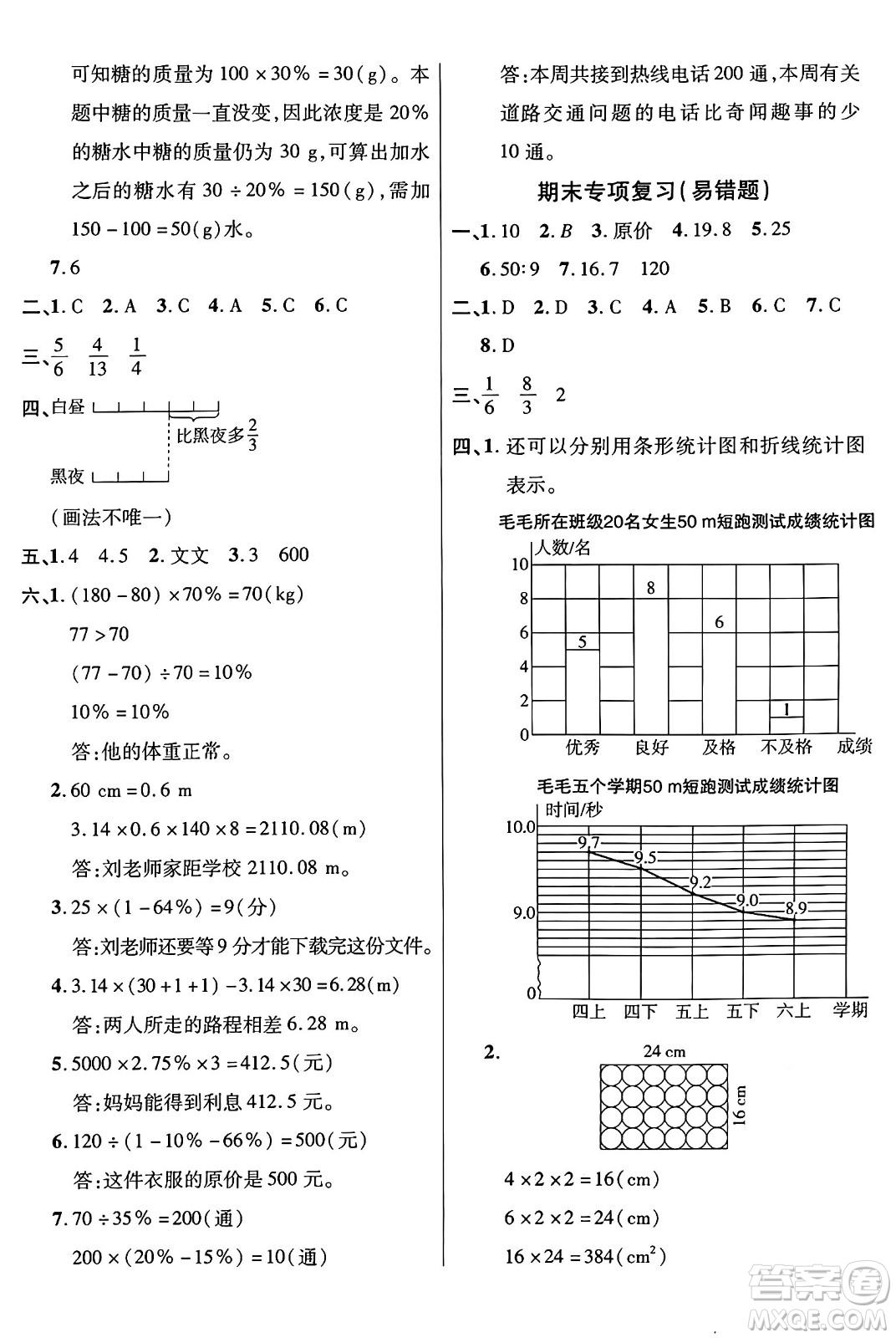 江蘇鳳凰美術(shù)出版社2024年秋廣文圖書黃岡小博士沖刺100分六年級數(shù)學上冊北師大版答案