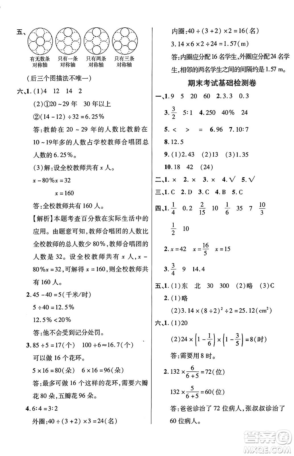 江蘇鳳凰美術(shù)出版社2024年秋廣文圖書黃岡小博士沖刺100分六年級數(shù)學上冊北師大版答案