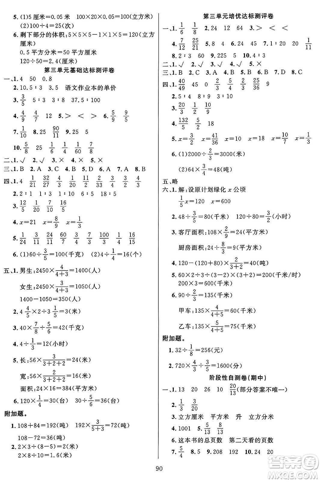 江蘇鳳凰美術(shù)出版社2024年秋廣文圖書黃岡小博士沖刺100分六年級(jí)數(shù)學(xué)上冊(cè)蘇教版答案