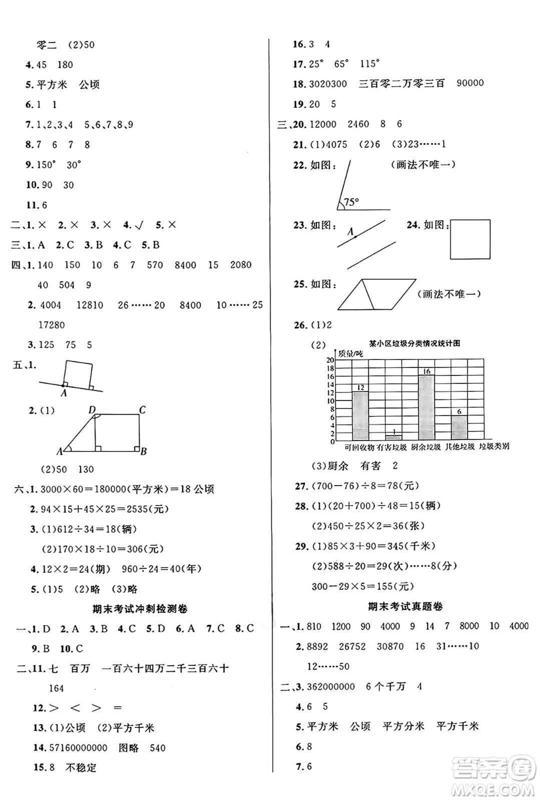 江蘇鳳凰美術(shù)出版社2024年秋廣文圖書(shū)黃岡小博士沖刺100分四年級(jí)數(shù)學(xué)上冊(cè)人教版答案